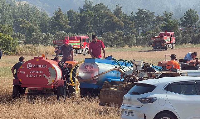 Traktörünü ve su tankerini alan yangına koştu
