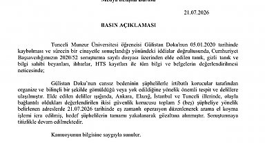 Tunceli Cumhuriyet Başsavcılığı: "Gülistan Doku'nun cansız bedeninin şüphelilerle irtibatlı korucular tarafından organize ve bilinçli bir şekilde gömüldüğü veya yok edildiğine yönelik önemli tespit ve delillere ulaşılmıştır"