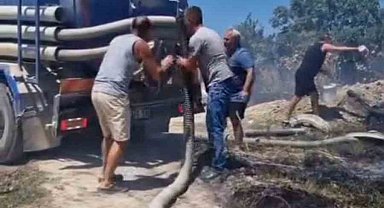 Vidanjördeki kanalizasyon suyuyla alevlerin önünü kestiler