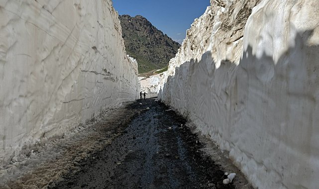 Yüksekova'da 8 metrelik kar tünelleri: İş makinesi içinde kayboldu