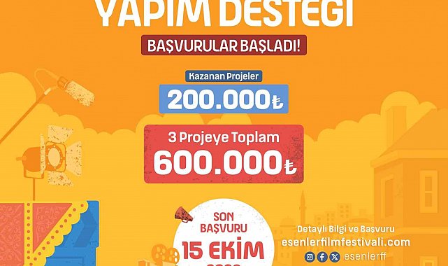 7. Esenler Film Festivali kapsamında 'Kısa Film Yapım Desteği' başvuruları başladı