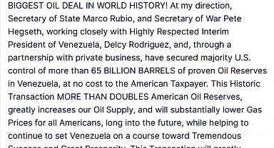 ABD Başkanı Trump: "Venezuela ile dünya tarihinin en büyük petrol anlaşmasına vardık"
