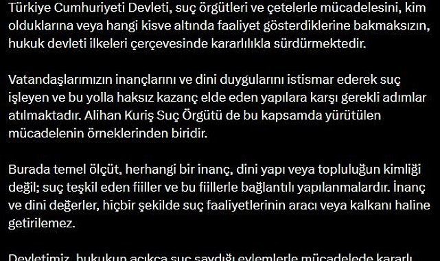 Bakan Gürlek: "İnanç ve dini değerler, hiçbir şekilde suç faaliyetlerinin aracı veya kalkanı haline getirilemez"