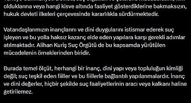 Bakan Gürlek: "İnanç ve dini değerler, hiçbir şekilde suç faaliyetlerinin aracı veya kalkanı haline getirilemez"