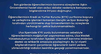 BARÜ'den öğrencilerin barınma konusunda açıklama