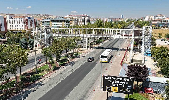 Başkan Altay yapımı son aşamaya gelen Yazır yaya üst geçidi inşaatını inceledi