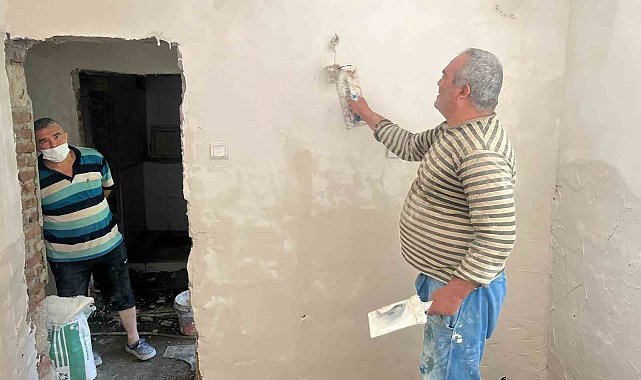 Başkan Başdeğirmen'den, talepte bulunan aileye sıva ve beton desteği