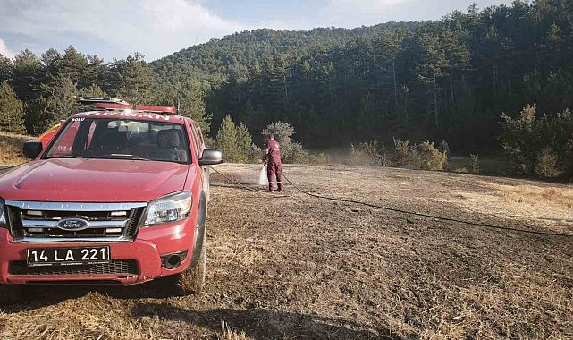Bolu'da orman kenarında anız yangını: Köylülerin su tankerli müdahalesi faciayı önledi