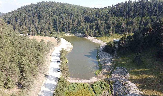 Bolu'da orman yangınlarına müdahalede kritik rol oynayan Sarpıncık Göleti'nde temizlik yapıldı