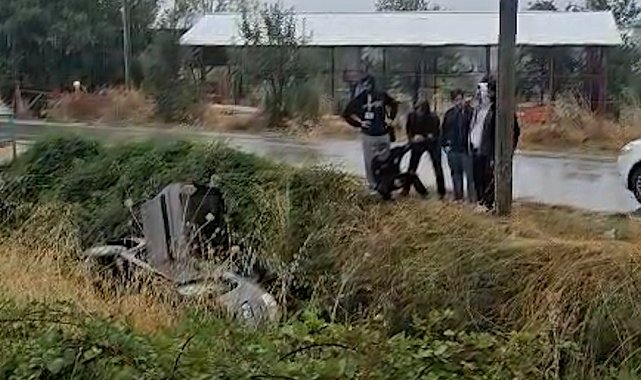 Bolu'da otomobil sulama kanalına uçtu: 1 yaralı