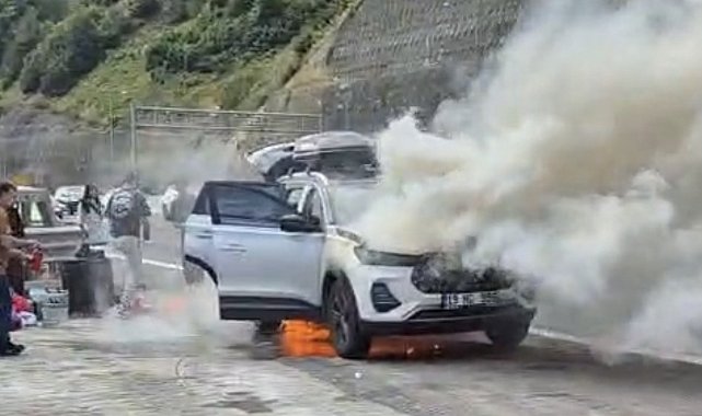 Cip Bolu Dağı Tüneli girişinde alev topuna döndü
