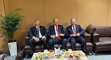 Cumhurbaşkanı Erdoğan, Aliyev ve Mirziyoyev ile bir araya geldi
