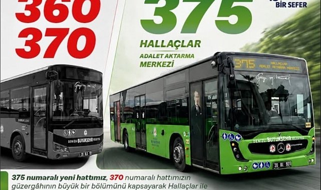Denizli'de 360 ve 370 numaralı otobüsler iptal edildi, yeni 375 hattı başlıyor
