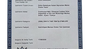 Didim'in mama üretim tesisine onay belgesi verildi