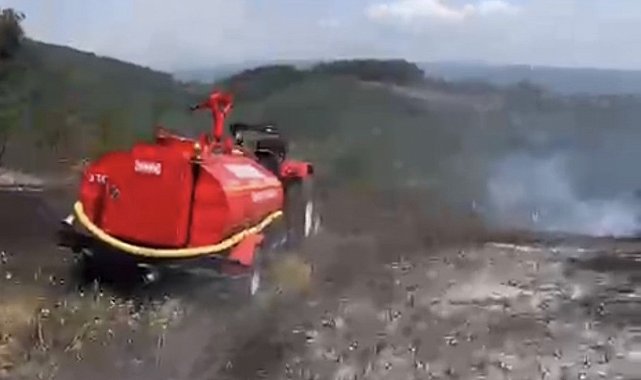 Düzce'de anız yangını ormana sıçramadan söndürüldü