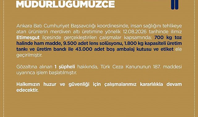 Etimesgut'ta merdiven altı üretime operasyon: 1 gözaltı