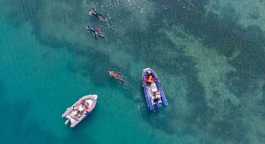 Gümbet'te deniz dibinden 310 kilogram atık çıktı