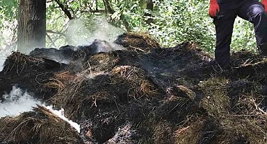 Hakkâri'de 400 balya ot yanarak kullanılamaz hale geldi