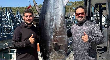 İzmir'de 260 kiloluk dev orkinos yakalandı