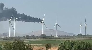 İzmir'de rüzgar gülü yandı