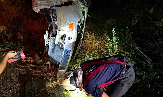 Kanala uçan otomobil hurdaya döndü: 1 yaralı