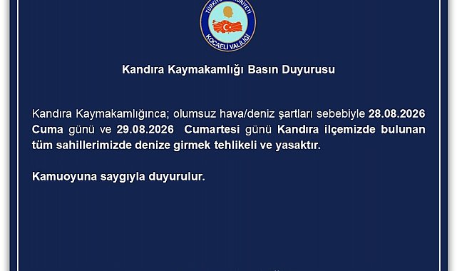 Kandıra'da denize girişler iki gün süreyle yasaklandı