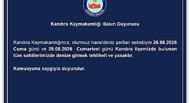 Kandıra'da denize girişler iki gün süreyle yasaklandı