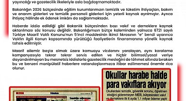 MEB Dezenformasyonla Mücadele: "'MEB, bütçesinden vakıf ve derneklere ilk 6 ayda 1,1 milyar ödeme yaptı' iddiası gerçeği yansıtmamaktadır"