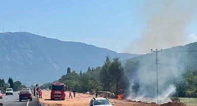 Menteşe'de otluk alanda çıkan yangın söndürüldü