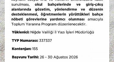 Niğde İŞKUR'dan okullar için 155 kişilik TYP duyurusu