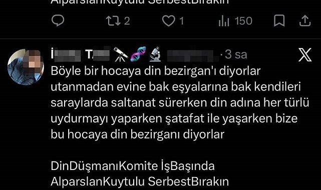 "Alparslan Kuytul Suç Örgütü" operasyonuyla ilgili provokatif paylaşım yapan öğretmene soruşturma