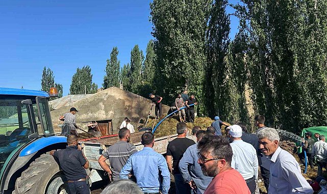 Sarıkamış'ta 800 balya ot kül oldu