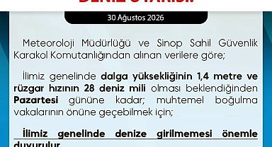 Sinop'ta denize girilmemesi uyarısı