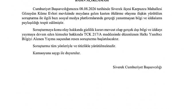 Siverek Cumhuriyet Başsavcılığından "gerçeği yansıtmayan bilgi" uyarısı
