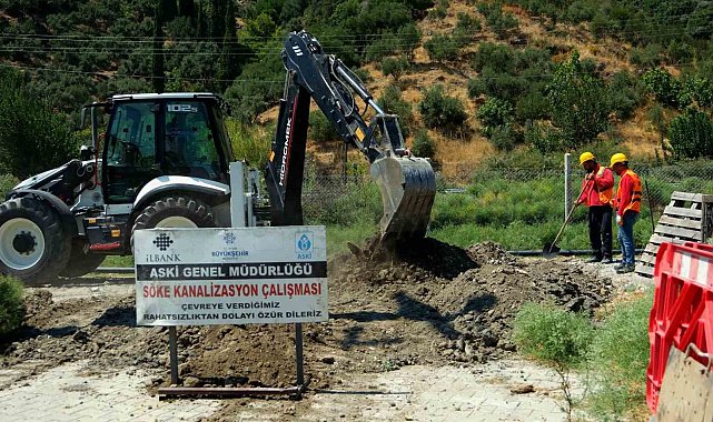 Söke'de kanalizasyon çalışması devam ediyor
