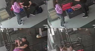 Spor salonunda kadın işletmeciye saldırı: Olay anı kameraya yansıdı