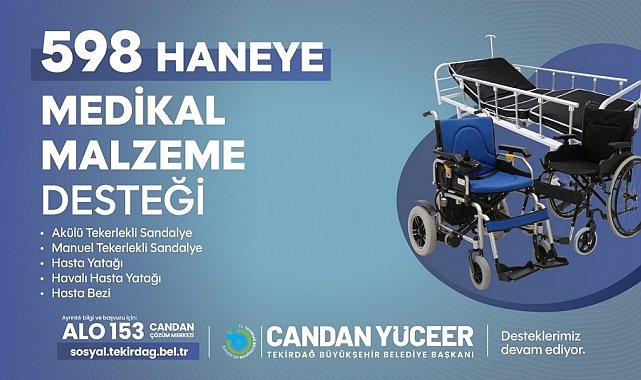 Tekirdağ'da 598 haneye medikal destek