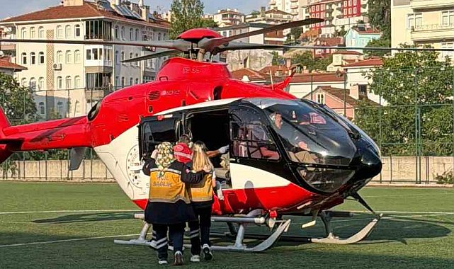 Üzerine kaynar su dökülen bebek için helikopter ambulans havalandı