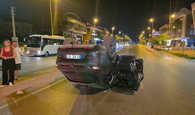 Virajı alamayan araç takla attı, sürücü yaralandı