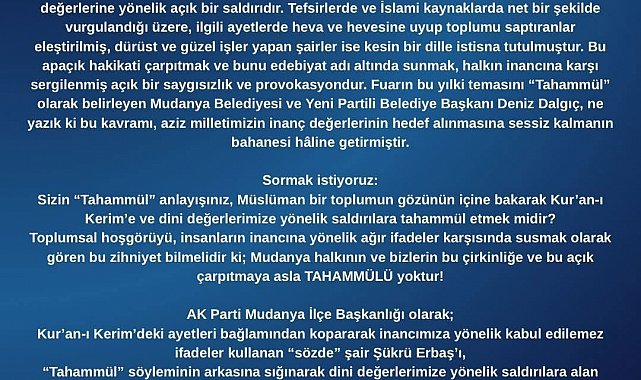 'Şuara Suresi'yle ilgili açıklamaları nedeniyle Şükrü Erbaş ile Başkan Dalgıç'a büyük tepki