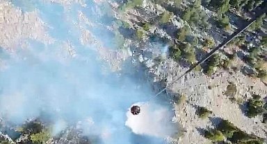 Akseki'de Gidengelmez Dağları bozuk ormanlık alanda yangın