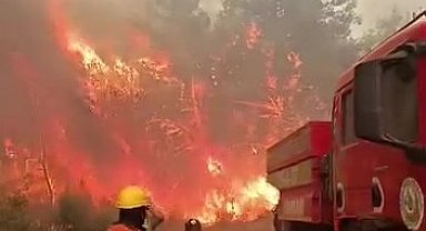 Antalya'da ekipler alevlerin arasında kalmaktan son anda kurtuldu
