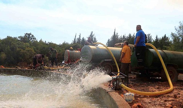 Antalyalı vatandaşlar su tankerleri ve beton mikserleriyle söndürme havuzları başına akın etti