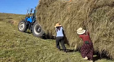 Ardahan'da kışlık yem telaşı: Çiftçiler zorlu şartlara rağmen hasada devam ediyor