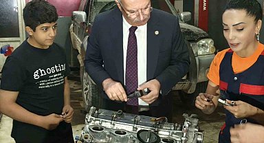 ATO Başkanı Baran, Şaşmaz'da kadın motor ustası Kuşçu'yu ziyaret etti
