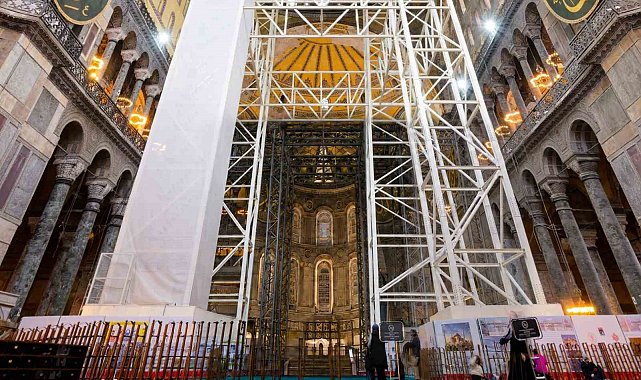 Ayasofya'nın mihrap bölümündeki kubbede güçlendirme ve konservasyon çalışmaları başlıyor
