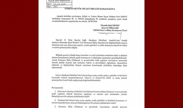 Baki Ersoy, Akçakaya'nın tarihi ve manevi mirasını TBMM gündemine taşıdı