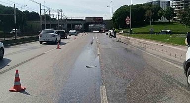 Bursa'da yola dökülen kimyasal madde paniğe sebep oldu, trafik kilitlendi