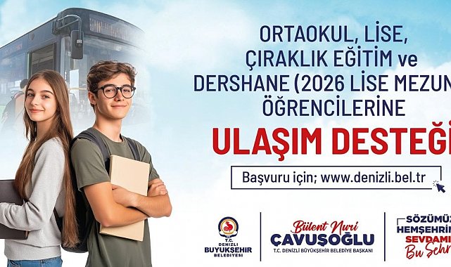 Denizli'de öğrencilere aylık 44 binişlik ulaşım desteği