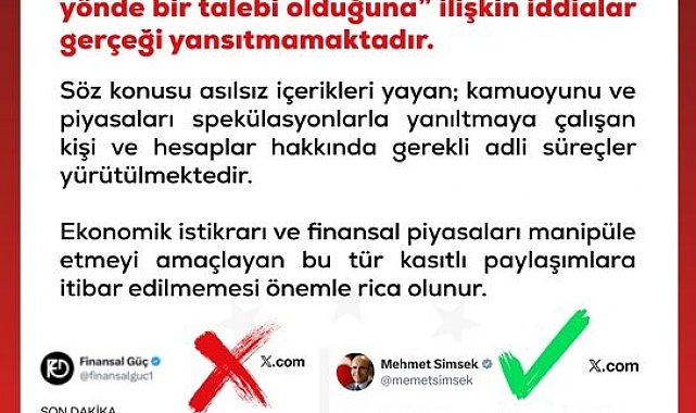 DMM'den Bakan Şimşek'in istifasını sunduğu yönündeki iddialara yalanlama